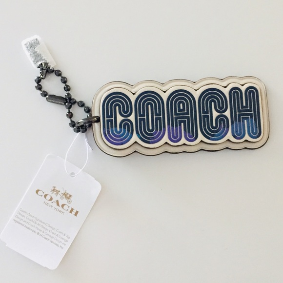Coach Handbags - Coach Keychain FOB Bag Charm Signature Large 4” Retro Neon Sign Coach Hangtag